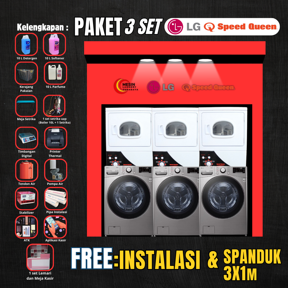 paket 3 set lg 20kg & speed queen paket 3 set lg 20kg & speed queen